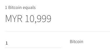 BTC/MYR price on Coinbase