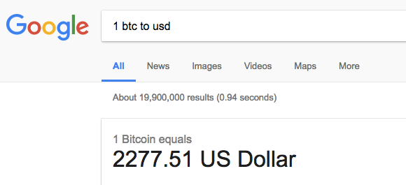 usd price of bitcoin on google