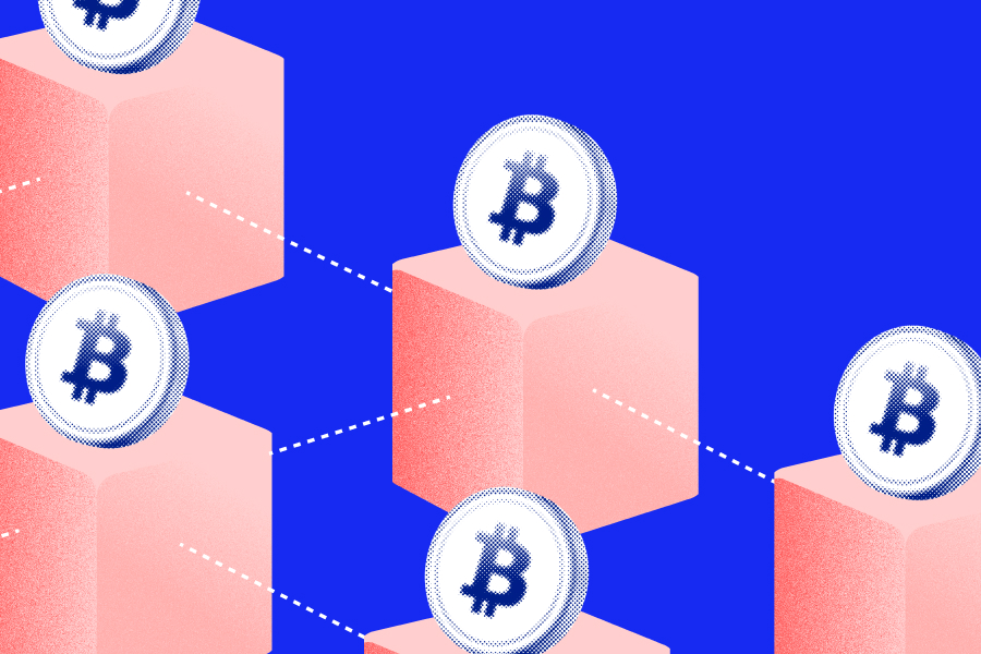 Bitcoin blocks connected to one another, building foundations and learning.