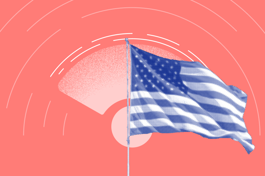 US flag in front of the wifi symbol