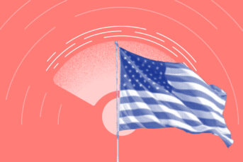 US flag in front of the wifi symbol