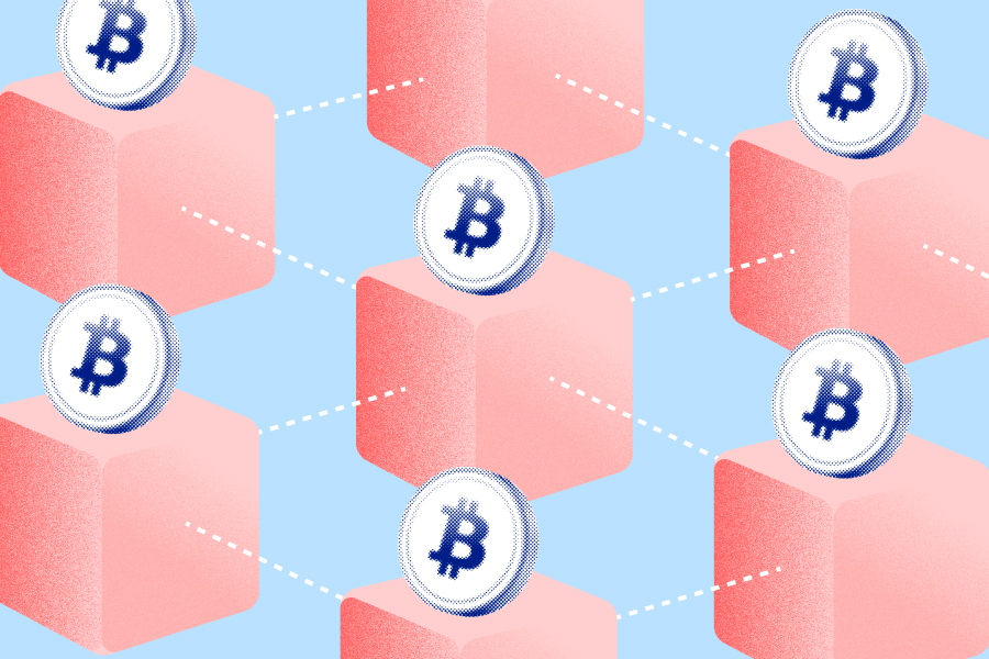 Bitcoin blocks connecting to each other.