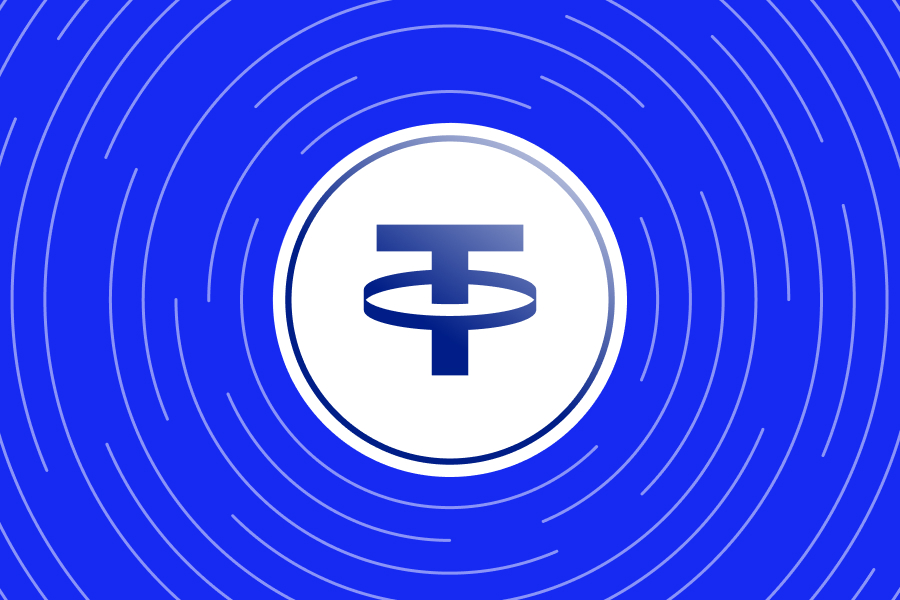 Tether logo on a blue background