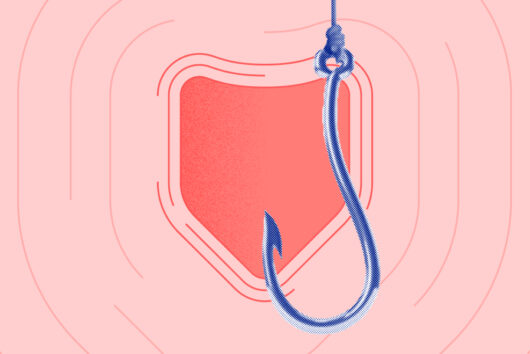 Image of a hook and security badge to indicate warning content