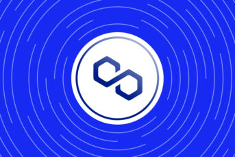 Polygon logo with blue concentric circles in background