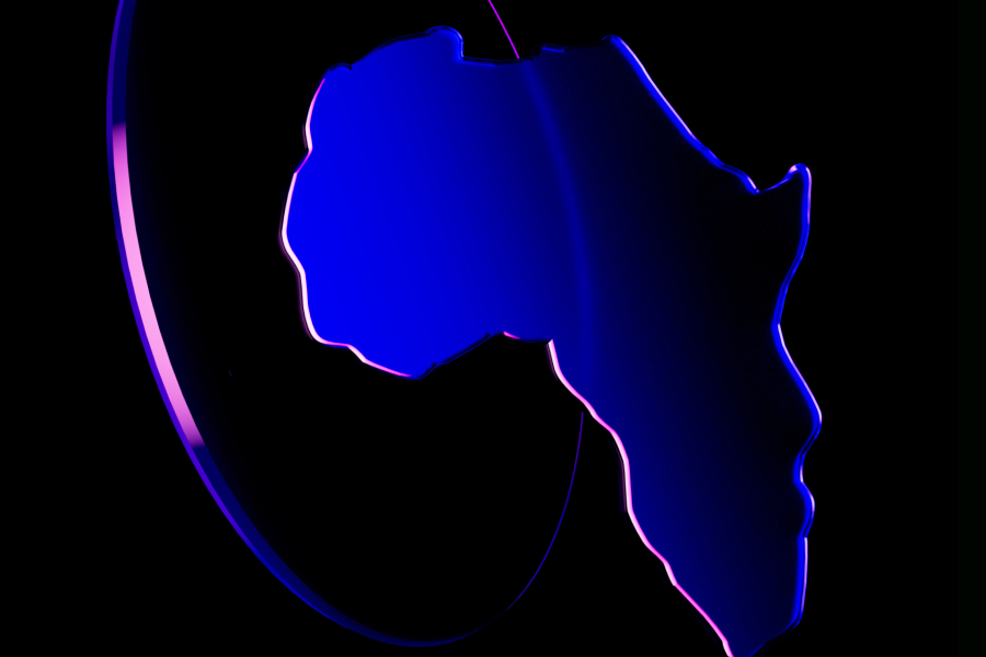 African continent blueish hue