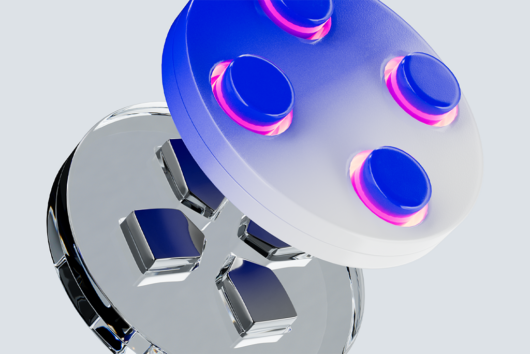 Two circles depicting gaming and crypto converging.